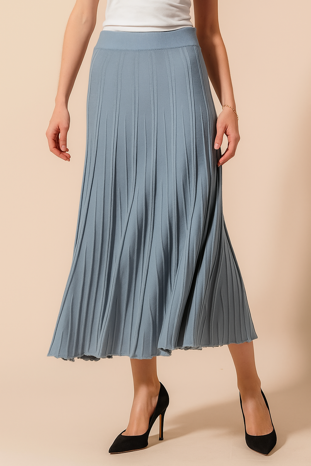 SO ME  A Line Knitted Sweater Midi Length Skirt