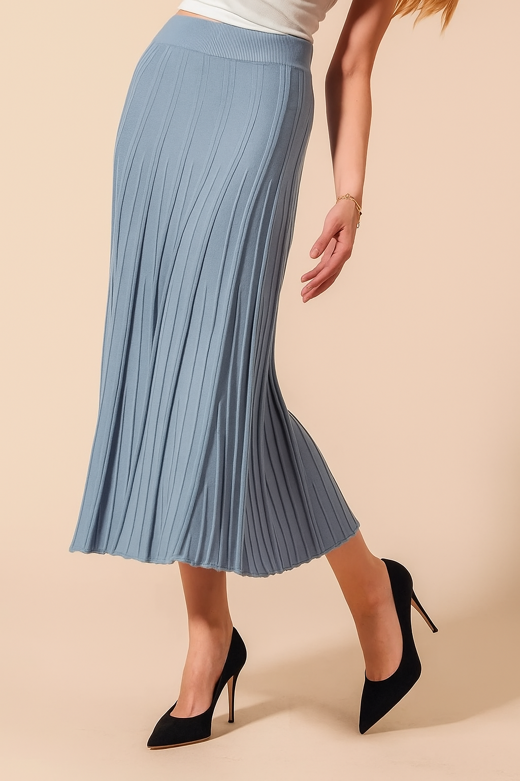 SO ME  A Line Knitted Sweater Midi Length Skirt