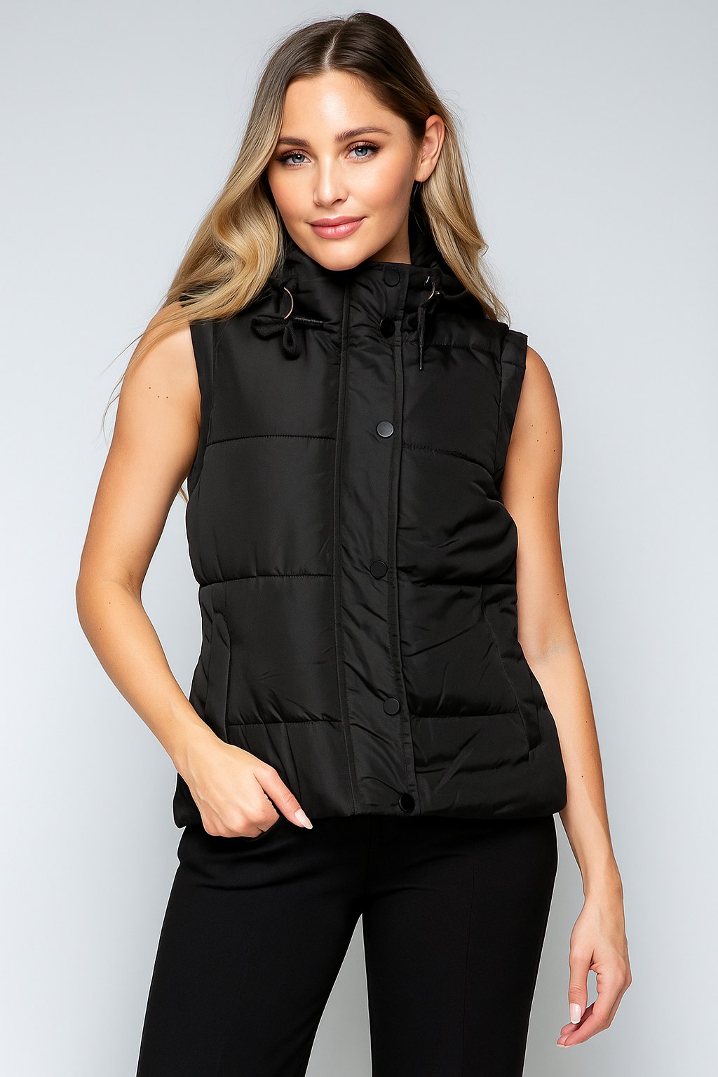 Snobbish Snap and Zip Closure Hooded Vest