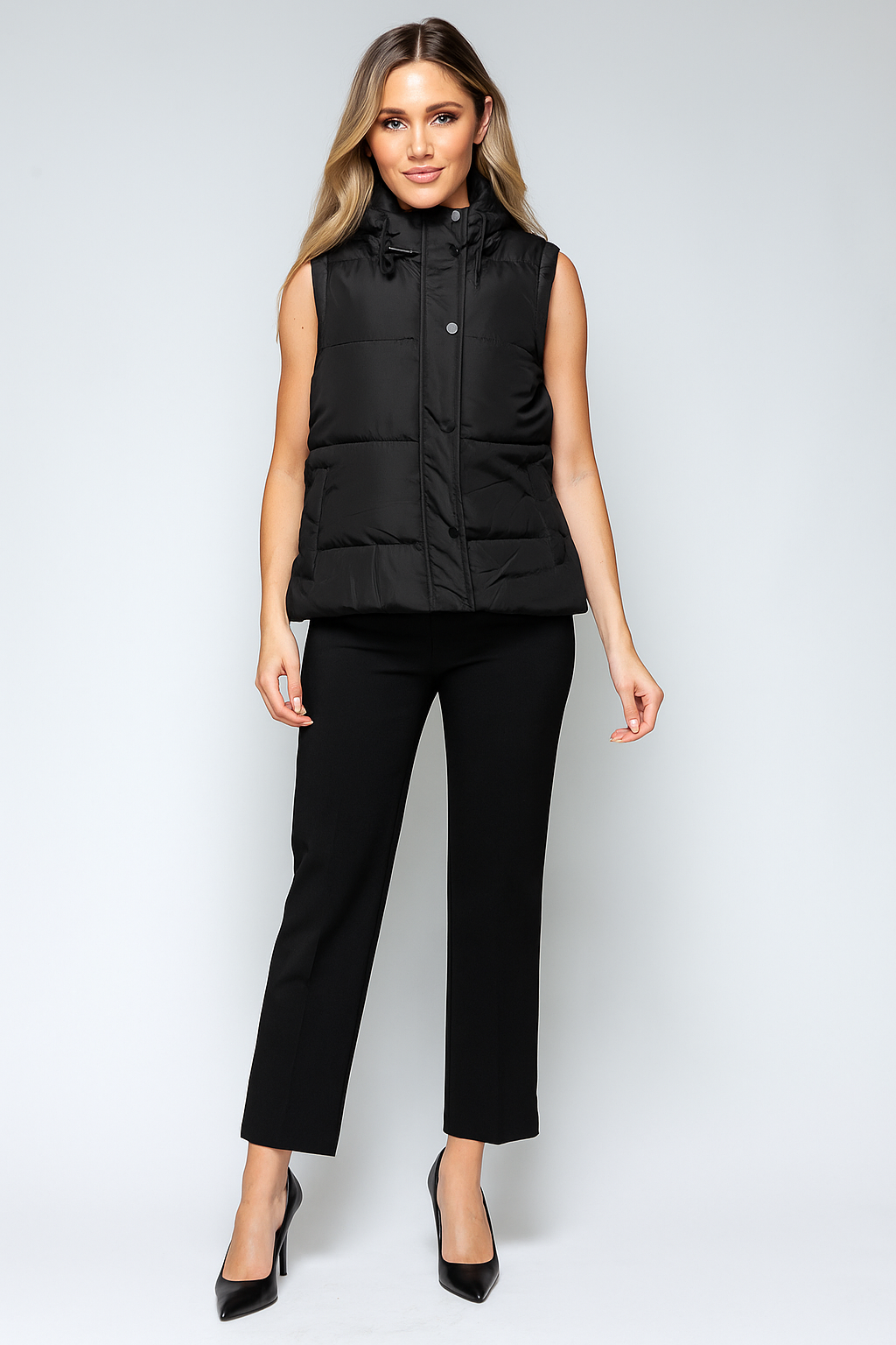 Snobbish Snap and Zip Closure Hooded Vest